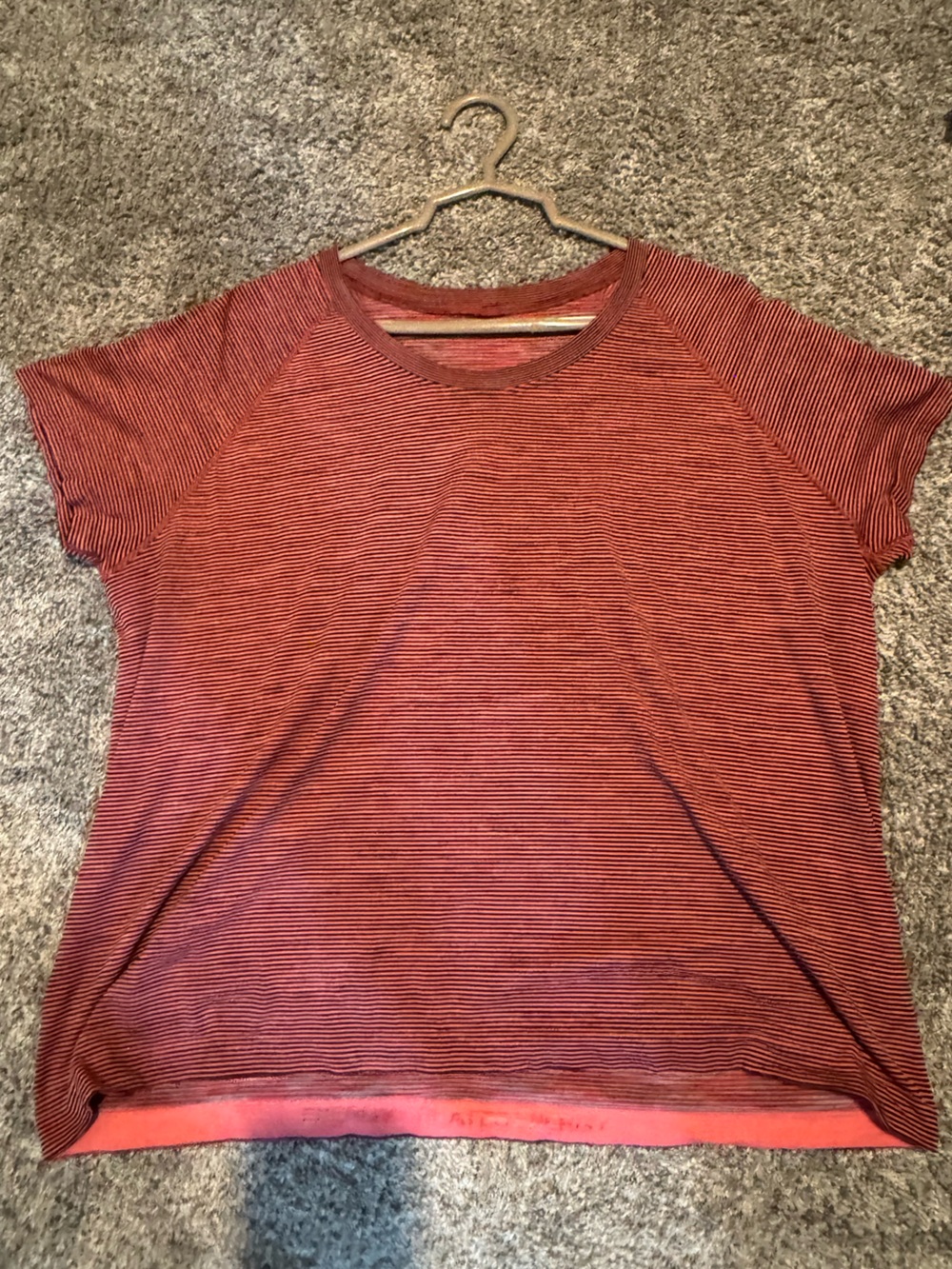 lululemon Striped Short Sleeve Raglan Tee Coral Size 20